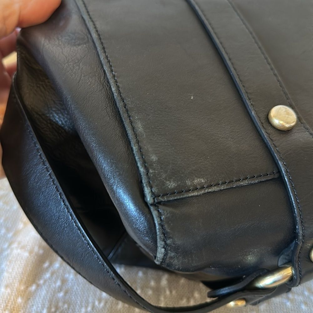 JUICY COUTURE Black Leather Studded Doctor Bag Satchel Biker Purse VTG Y2K - Picture 7 of 15